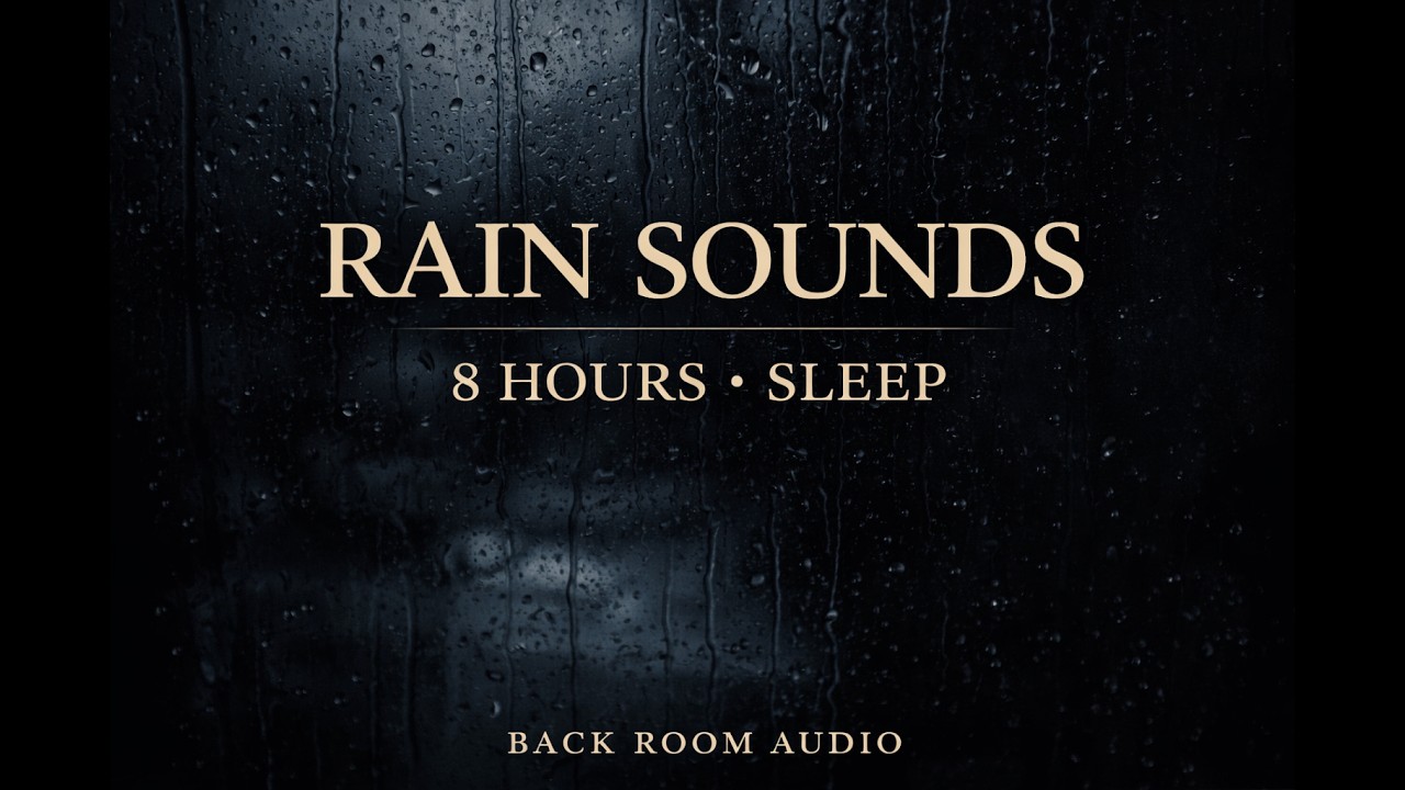 8 Hours Rain & Brown Noise l Cozy Cabin Fireplace at Night l Dark Room Sleep Ambience