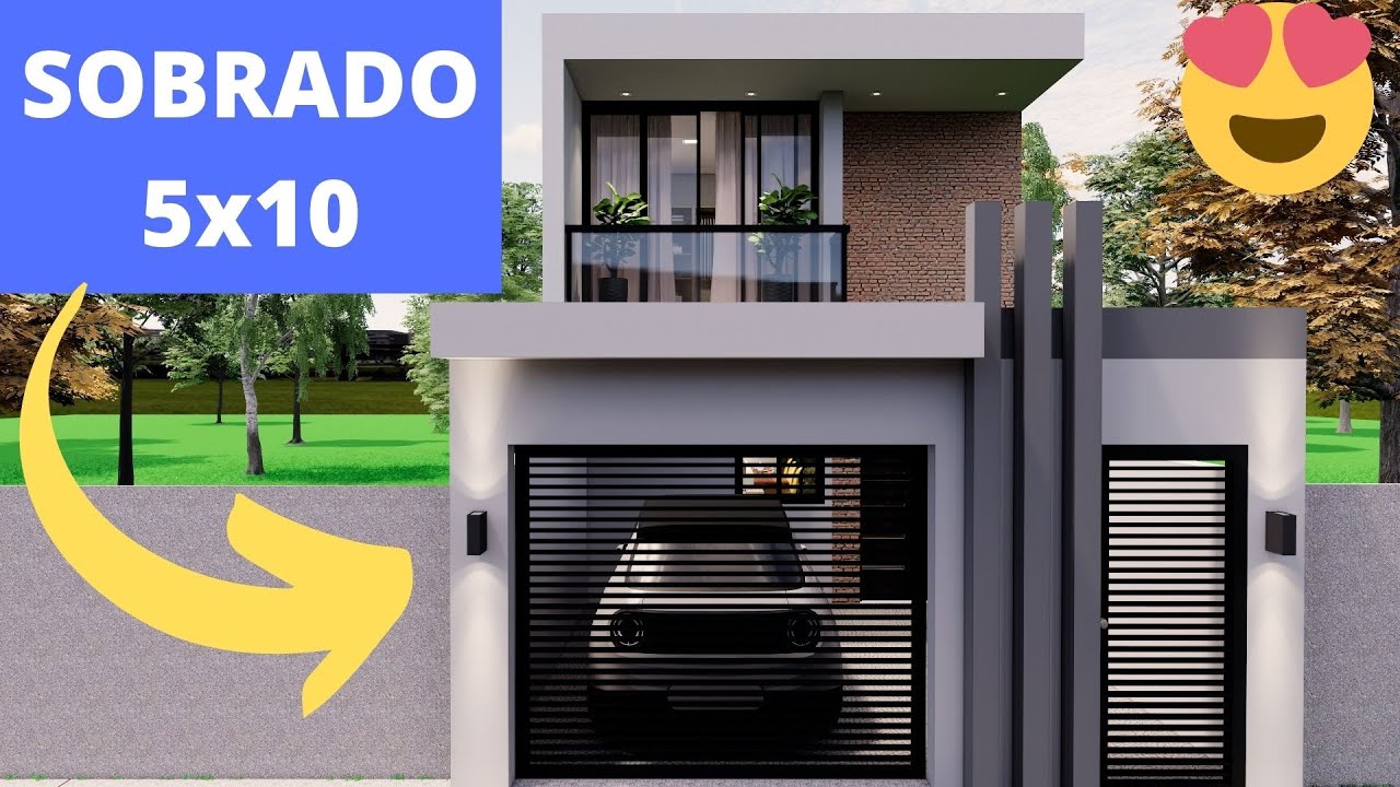 ✅PLANTA PRONTA DE CASA TIPO SOBRADO PEQUENO COM 3 QUARTOS | 5x10 MODERNO | CONCEITO ABERTO✅