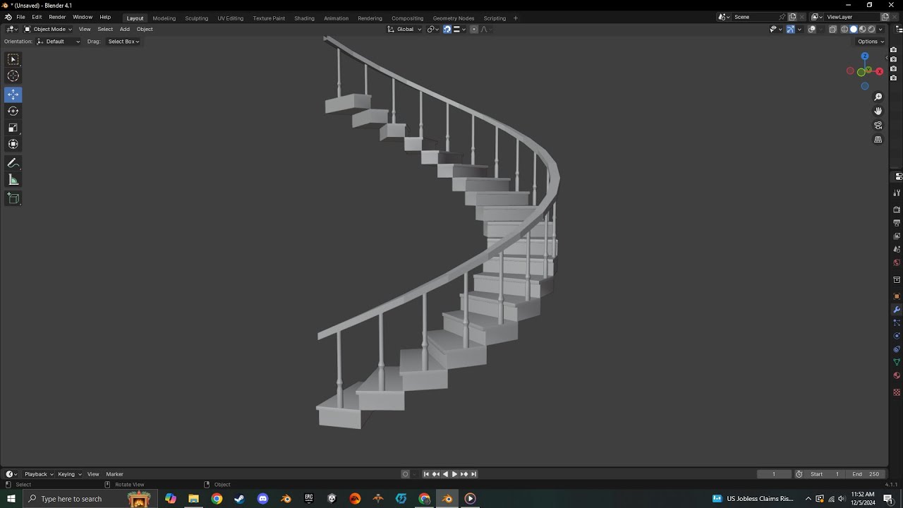 Curved Stair Case in Blender Tutorial
