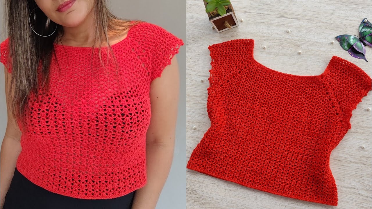Blusa de Crochê Top Down Super Fácil (PP ao GG)