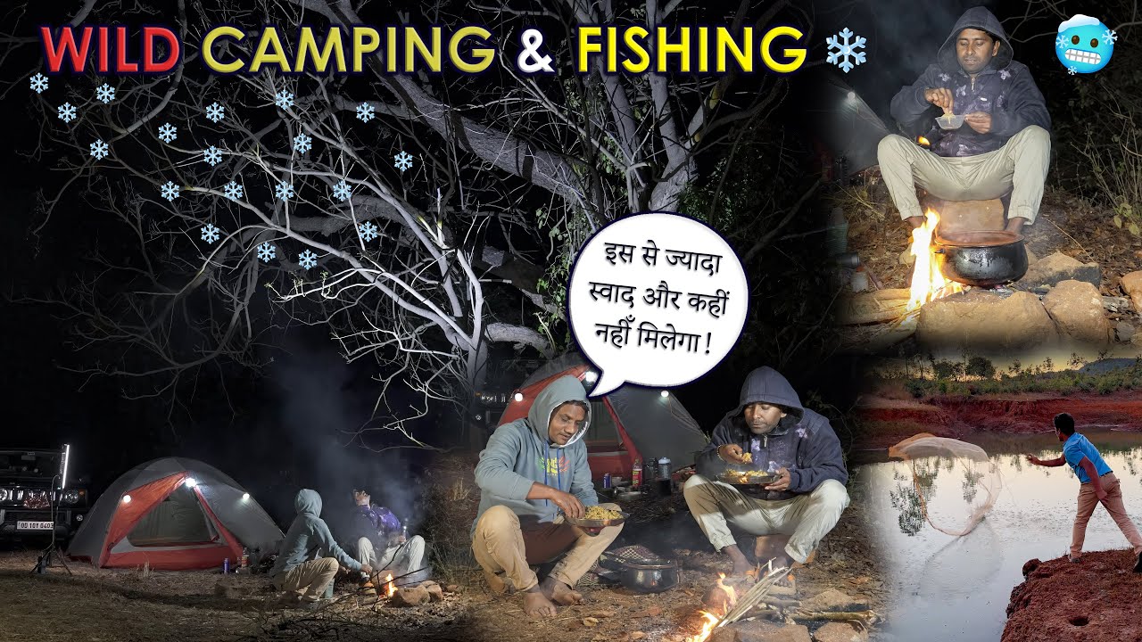 Colder Winter Wild Camping & Fishing With Friend ❄️ Freezing Jungle Night 🔥 Camping Video