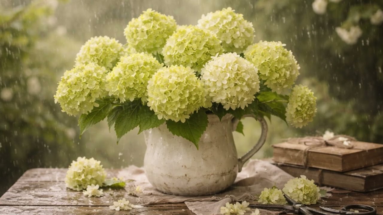 🌧️ Cozy Home | Hydrangeas in the Rain | Calm Floral Screensaver