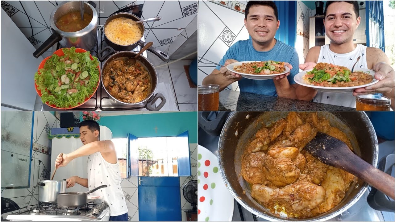 ALMOÇANDO COM VOCÊS | FRANGO GUISADO, FEIJÃO, ARROZ E SALADA