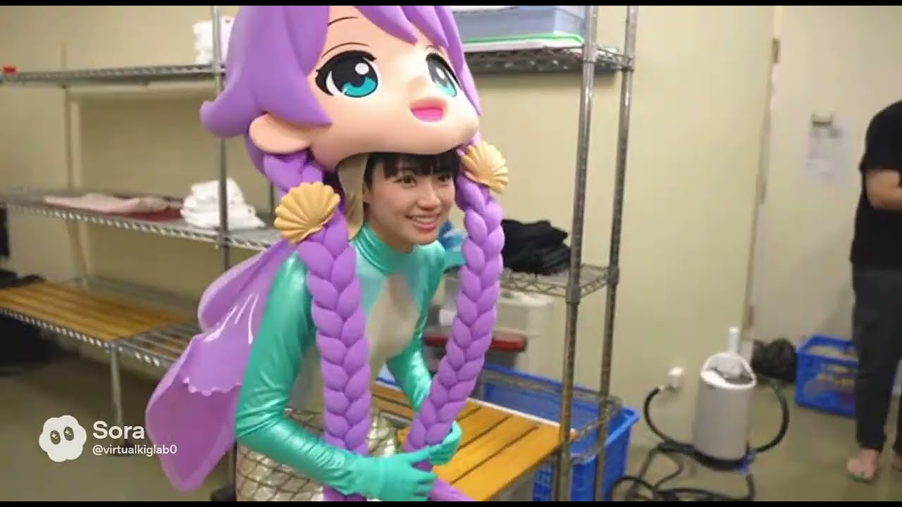 人魚の着ぐるみが舞う水族館【AI Kigurumi】