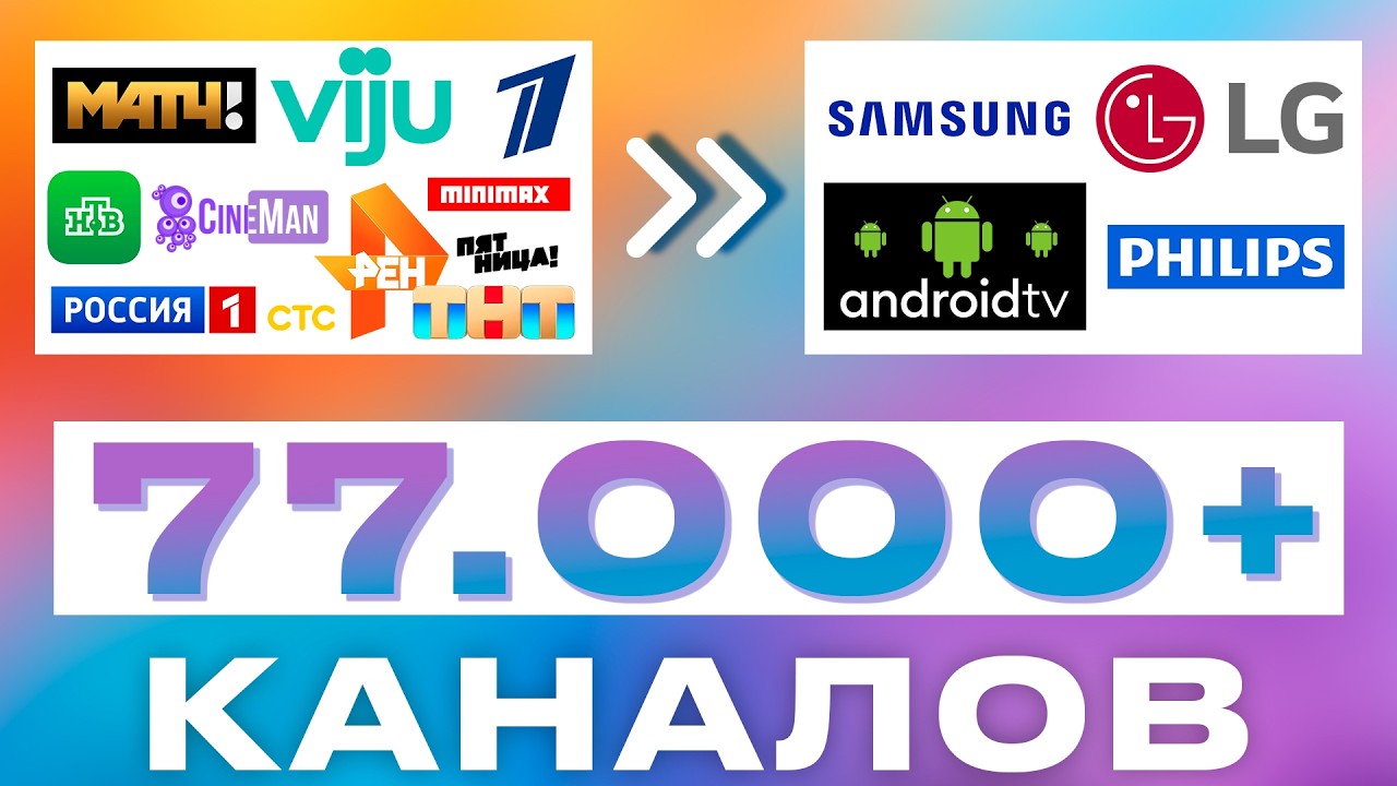 77.000 БЕСПЛАТНЫХ тв КАНАЛОВ на СМАРТ тв и АНДРОИД тв на телевизор через интернет. Каналы онлайн