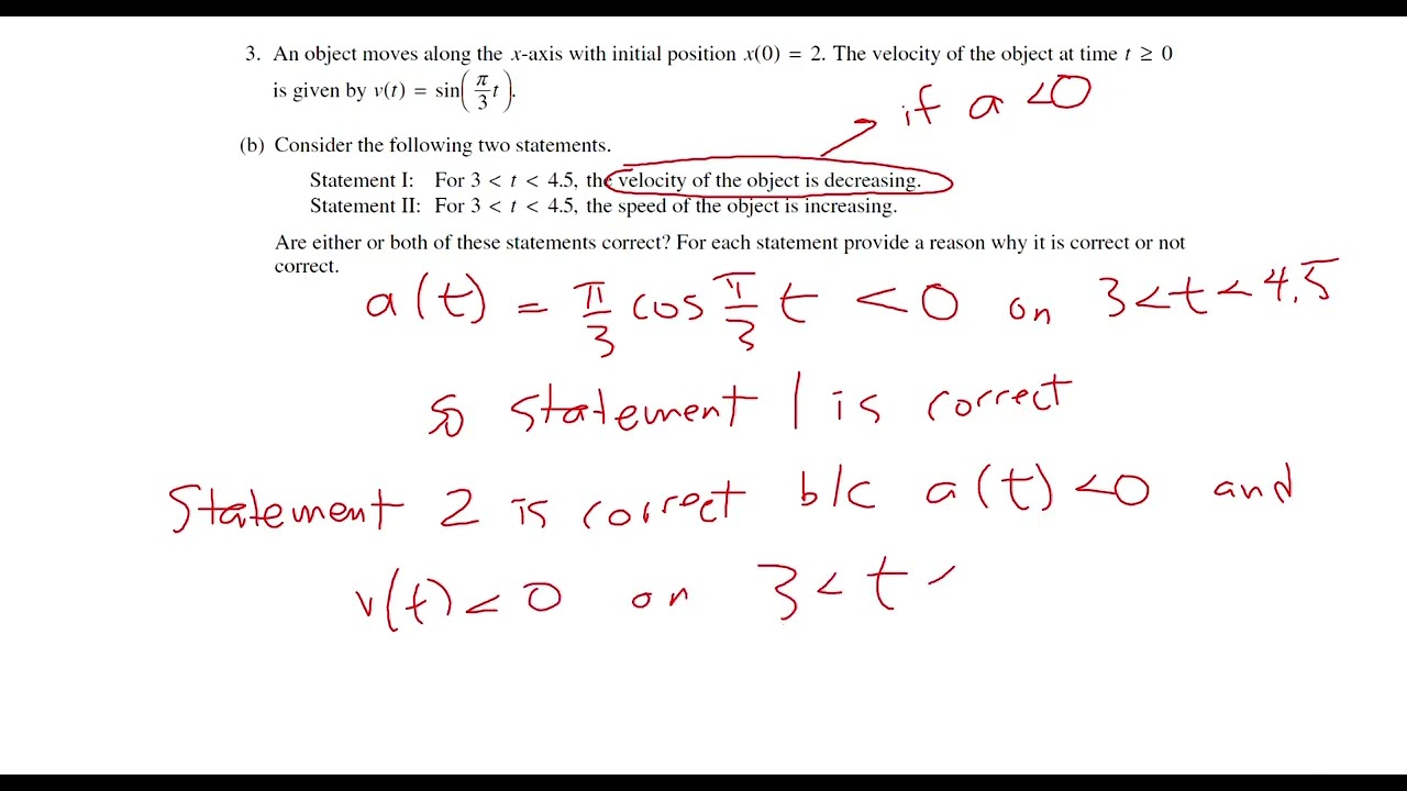 2002 AP Calculus AB FRQ #3 - Motion