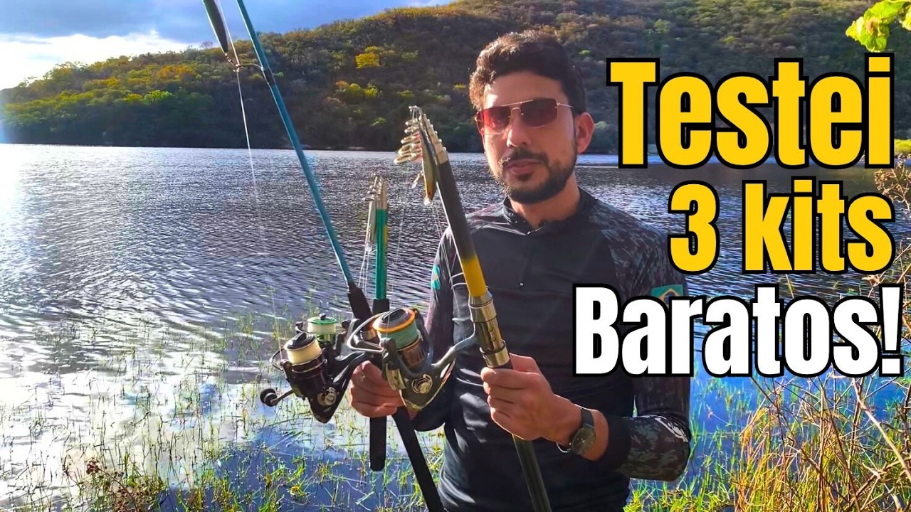 Kit Pesca | 3 op&ccedil;&otilde;es para iniciantes | Qual o melhor ?  Varas e molinetes baratos da internet 