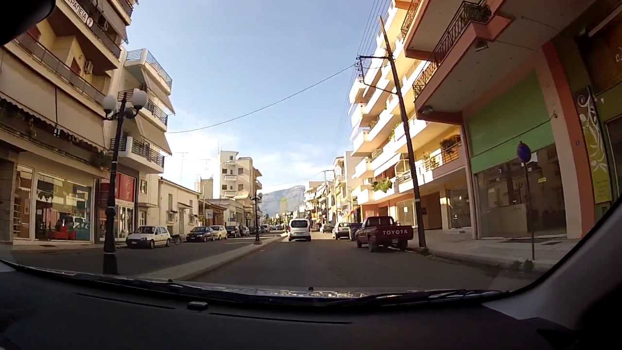 Driving in Aigio, Achaea, Greece (city driving) - onboard camera