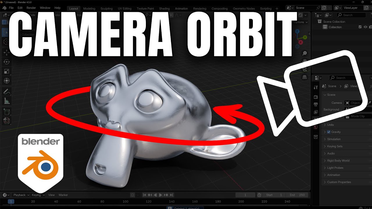 Как вращать камеру вокруг объекта: Blender 4.5