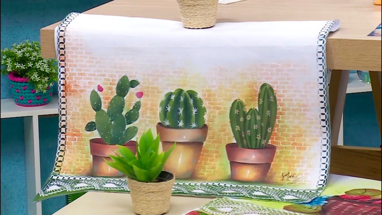 SUCULENTAS E FALSO BORDADO DE CROCHÊ EM PINTURA