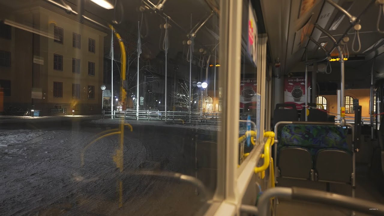 Sweden, Stockholm, bus 57 night ride from Frösundavik to Södra station