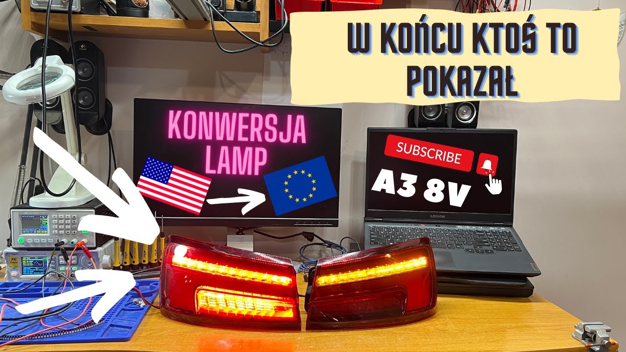 Przeróbka tylnych lamp A3 8V / Rear Tail Light Turn Light Conversion from US to EU