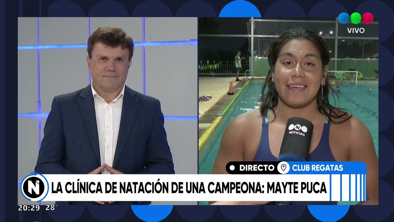 Mayte Puca brindó una clínica de natación en el club Regatas