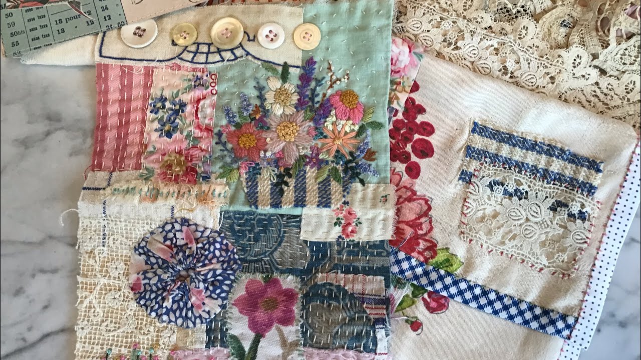 My slow stitch block received from my sister- Rachel