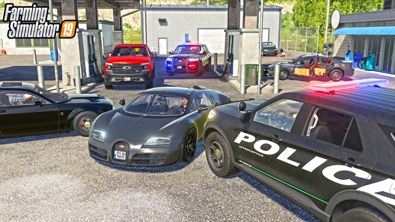 GAS STATION ROBBERY | POLICE CHASE SUPER CAR | FARMING SIMULATOR 2019