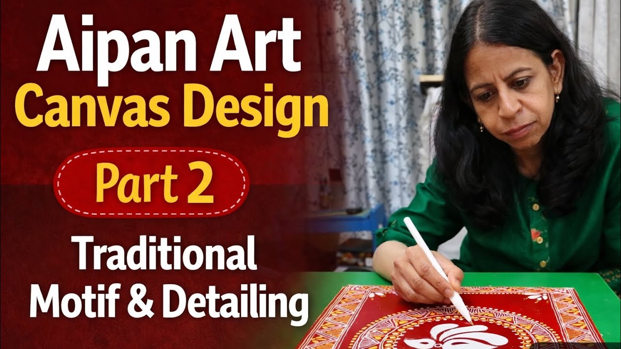 Amazing Traditional Aipan Art Canvas Design 😍 |Step by Step  Aipan Art| Final Complete Artwork#aipan