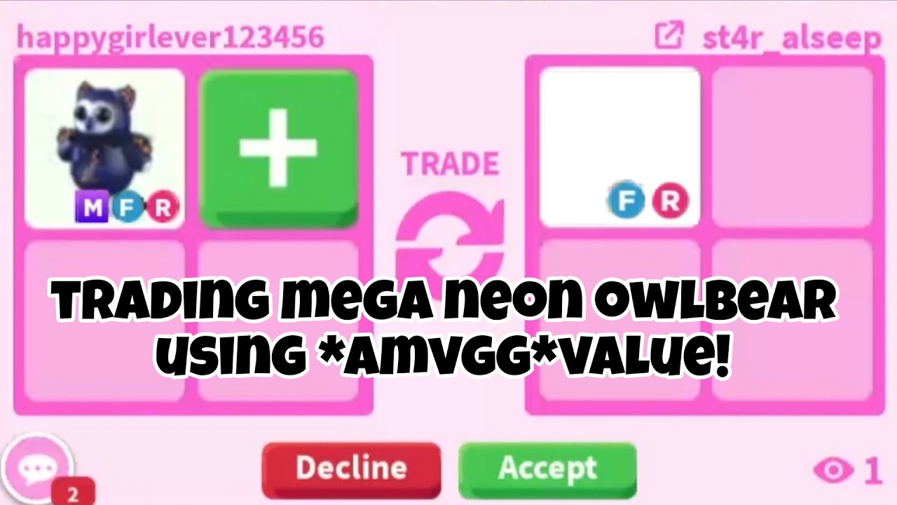 😱😛TRADING My *CUTE* MEGA NEON OWLBEAR USING *AMVGG* VALUE In Adopt Me! GOT A VERY HIGH VALUE PET..😱🔥