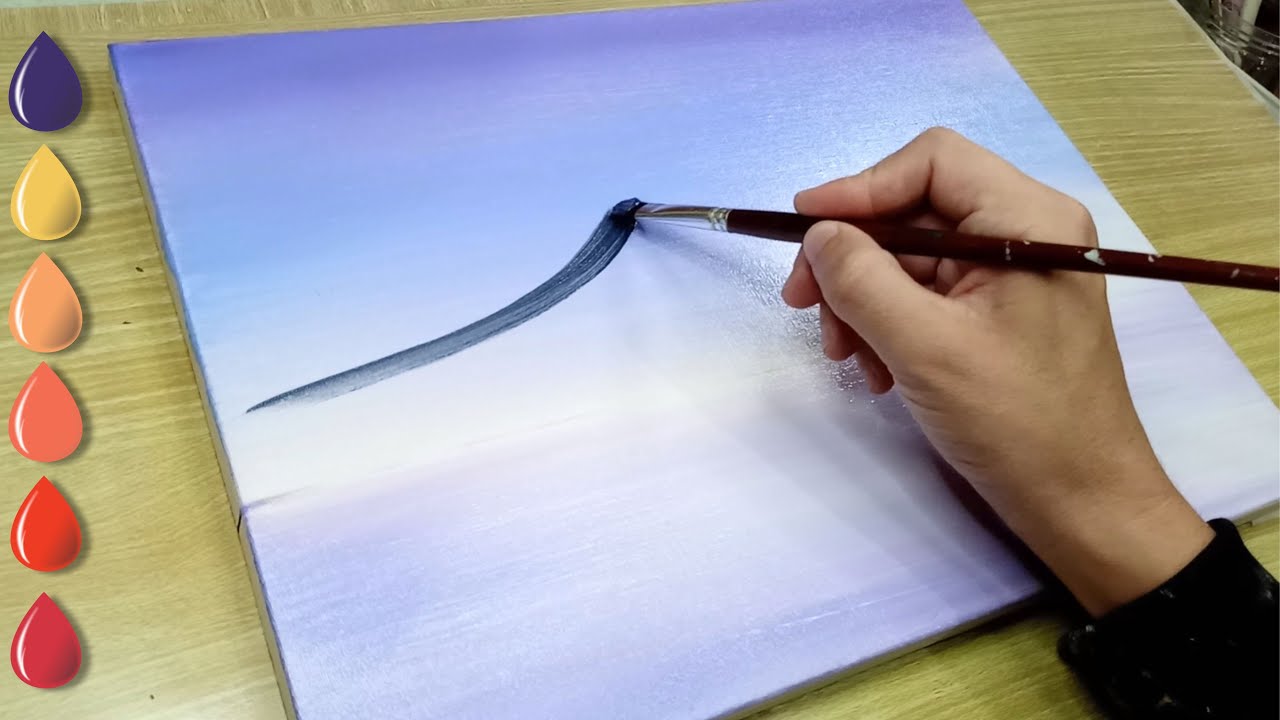 Snowy Mountain, Cold and Peace / Acrylic Painting for Beginners
