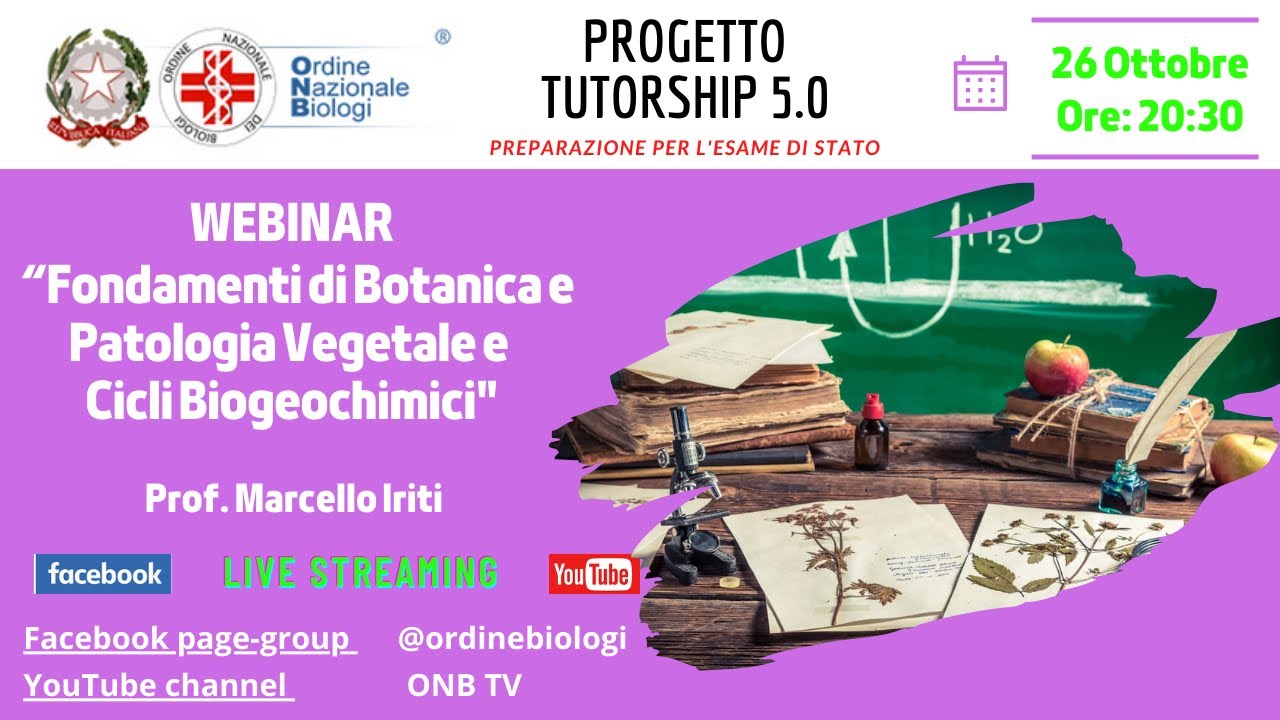 Webinar: “Fondamenti di Botanica e Patologia Vegetale, Cicli Biogeochimici”