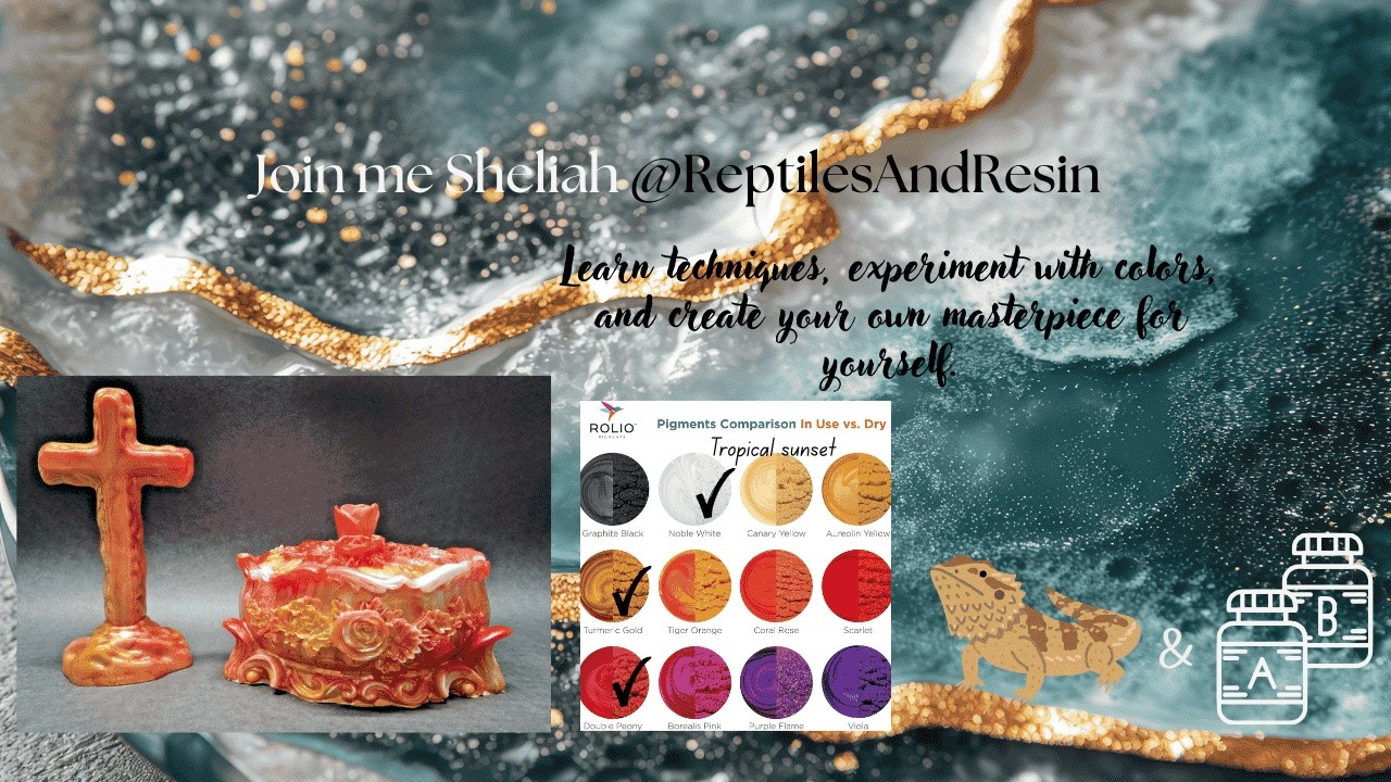 #731 Tropical sunset Intoresin vintage flower box + cross @intoresin   @Rolio_Pigments