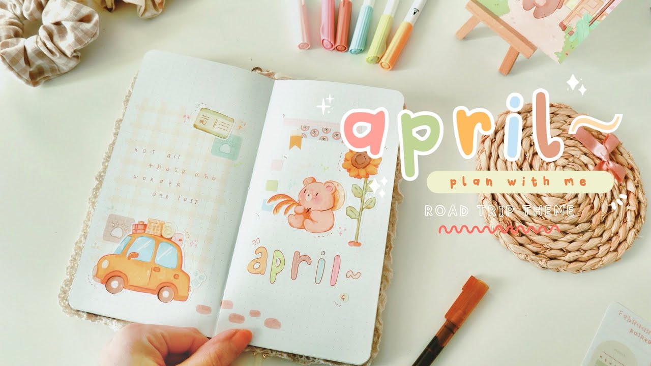 Road Trip Bullet Journal || April 2025 PLAN WITH ME 🌻🐻
