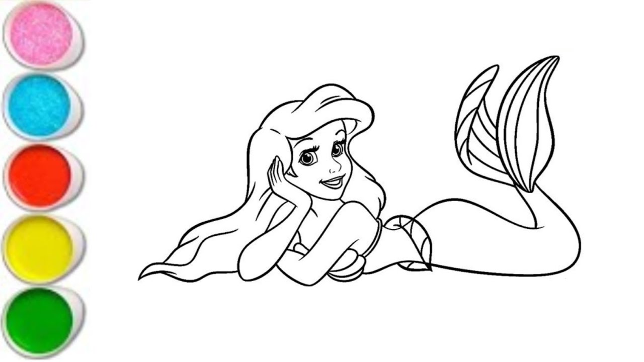 Cute Mermaid Drawing, Painting Colouring For Kids, and Toddlers_ Kids Art #mermaid 