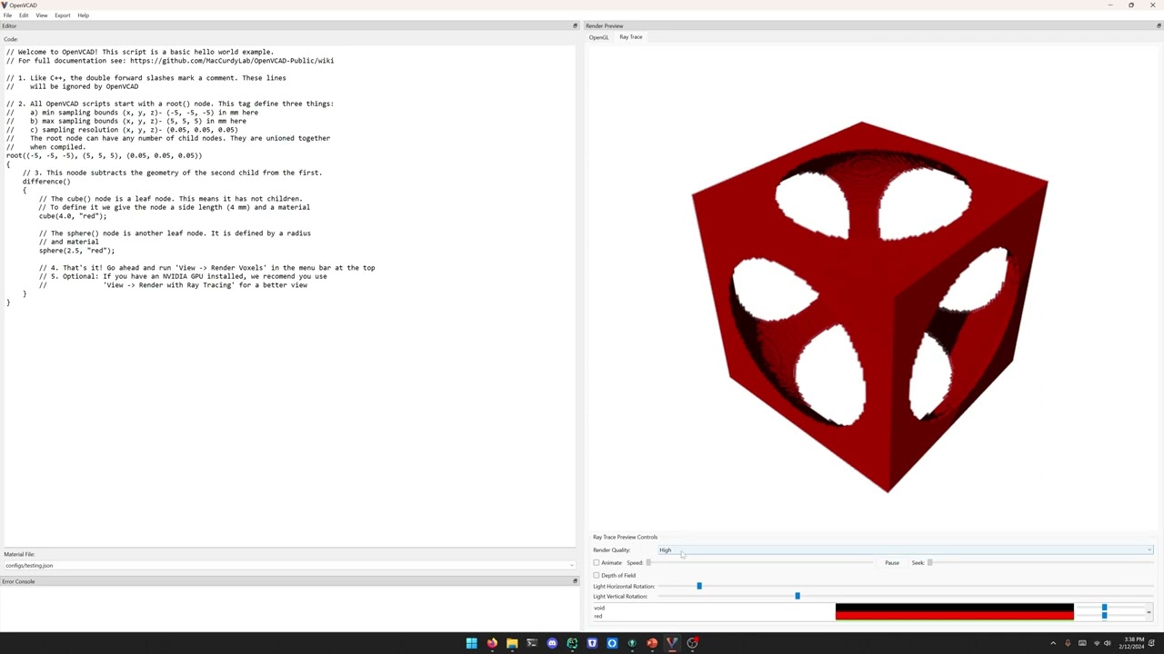 OpenVCAD: Getting Started