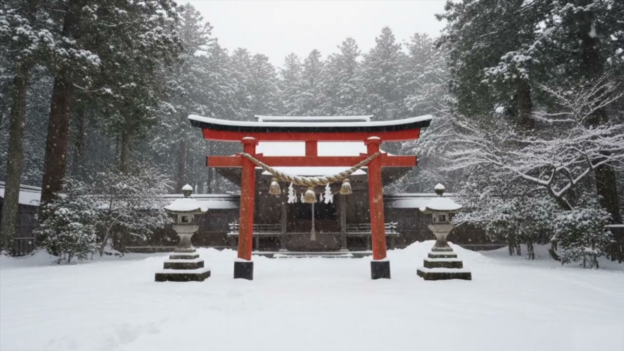 Relaxing BGM: Crimson Gateway in a Winter Silence
