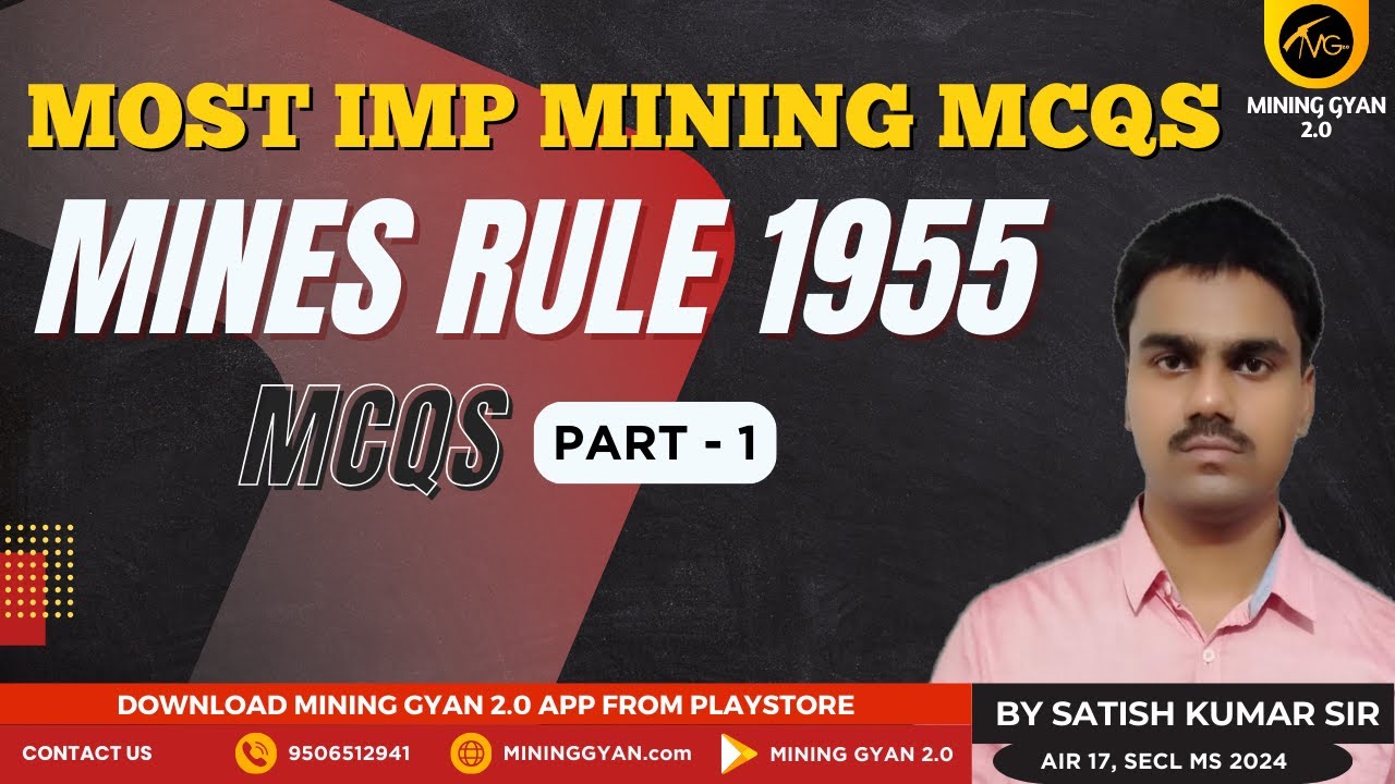 Mine Rules MCQs | Lec 1 | Most Important Mining MCQs | Mining Gyan 2.0