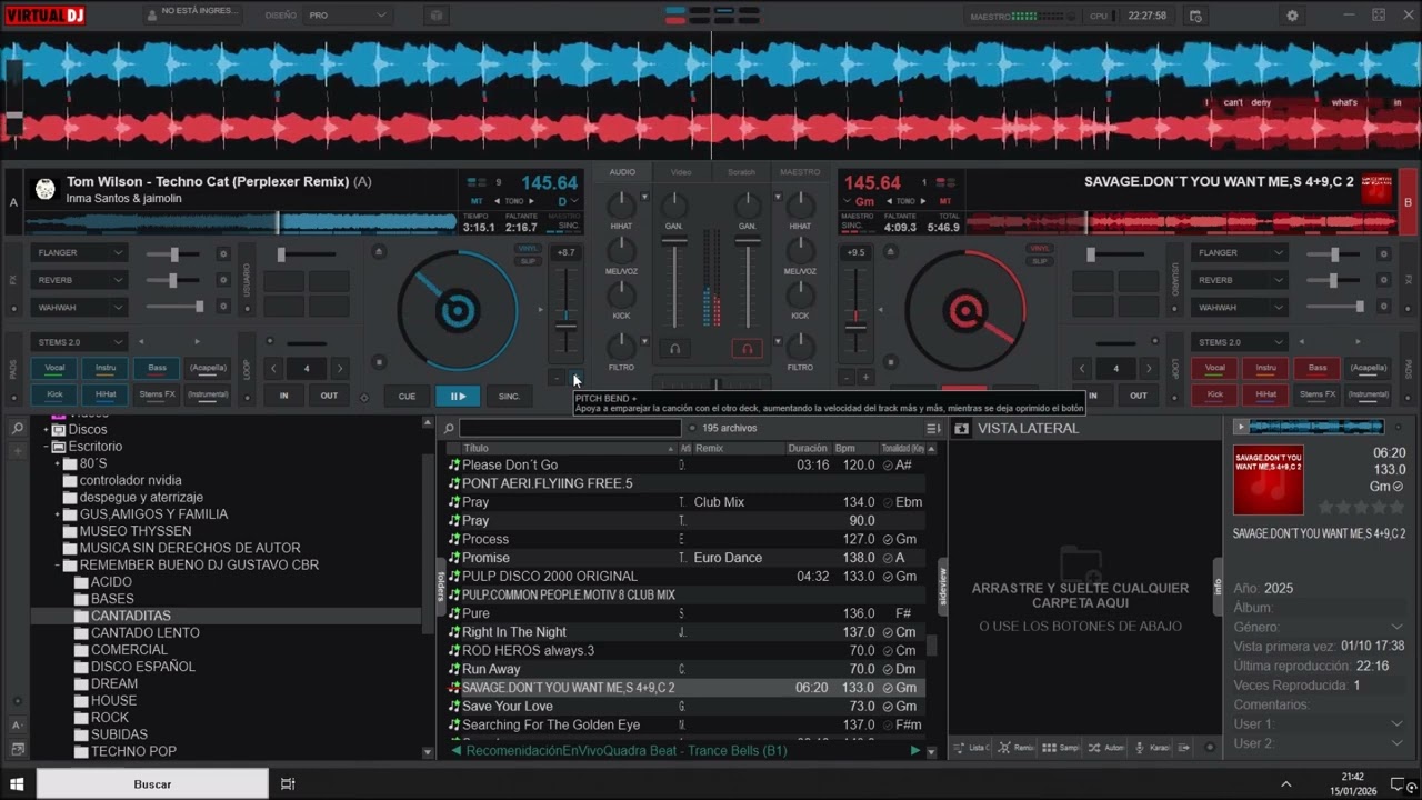 DJ GUSTAVO CBR.TOM WILSON:TECHNOCAT:PERPLEXER REMIX MEZCLADO CON SAVAGE:DON´T YOU WANT ME