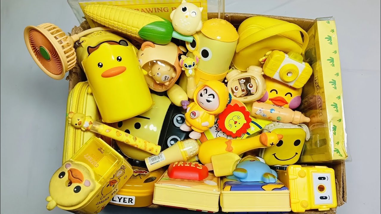 Latest yellow 💛 colour stationery collection - Jumbo stationery, pencil box, sinchan keychain, pen