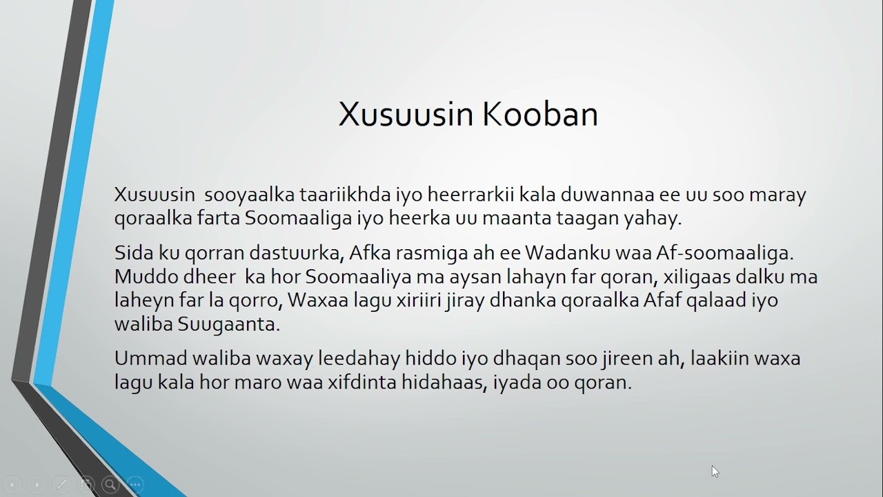 Casharkii 1aad Hab-Qoraalka Afsoomaali-ga