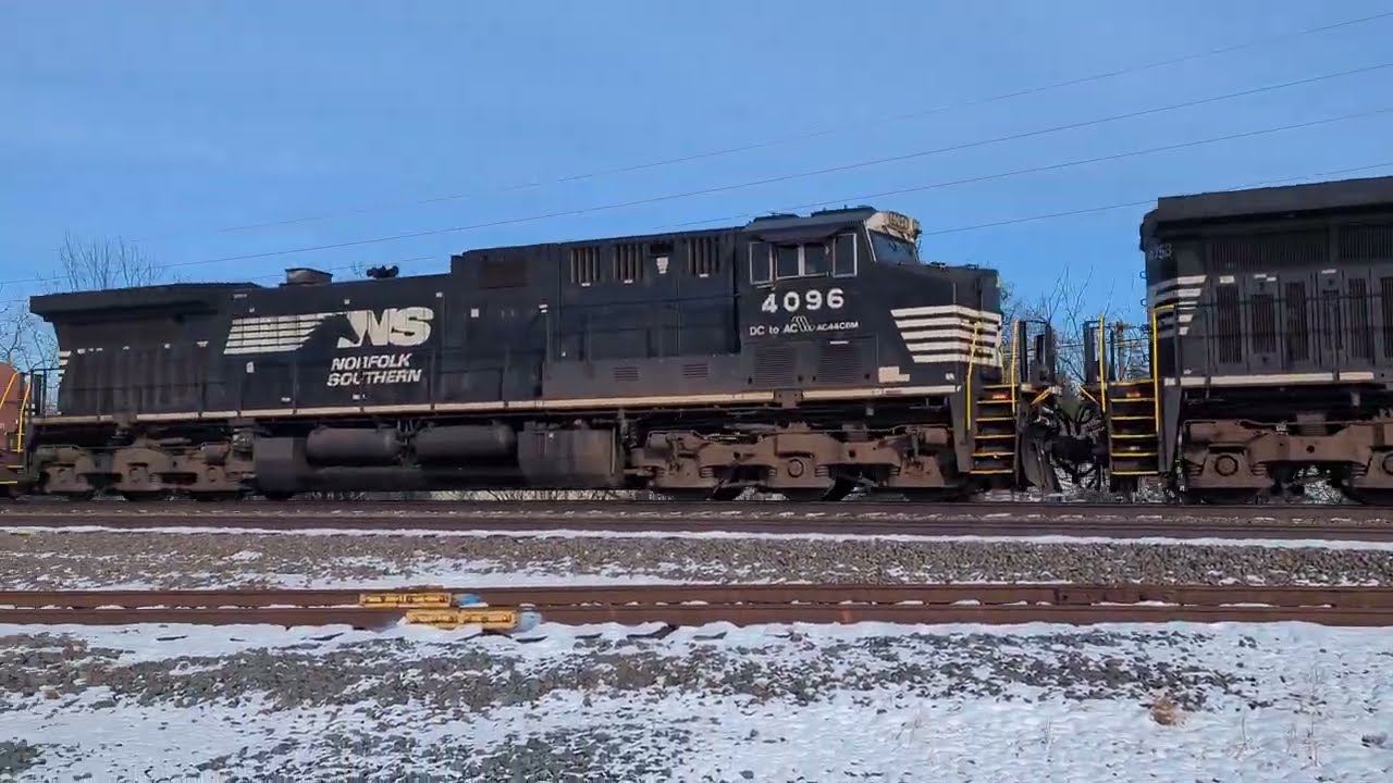 Five Engines Head End Manifest That Slows to A Stop Just Past Bridge