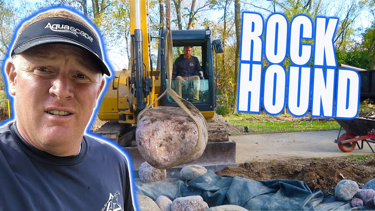 Front Yard *POND* and Sunken Patio With Granite Rocks - Part 1