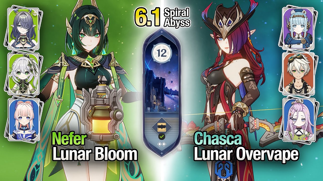C0 Nefer Lunar Bloom & C0 Chasca Lunar Overvape | Spiral Abyss 6.1 | Genshin Impact