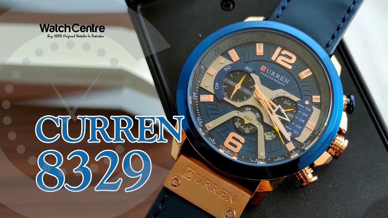 Curren 8329 Attractive Blue & Golden Details Youth Chronograph Fashion Watch
