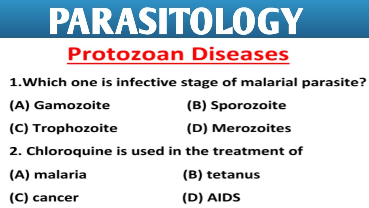 parasitology || parasitology mcq questions || protozoa || Protozoan diseases