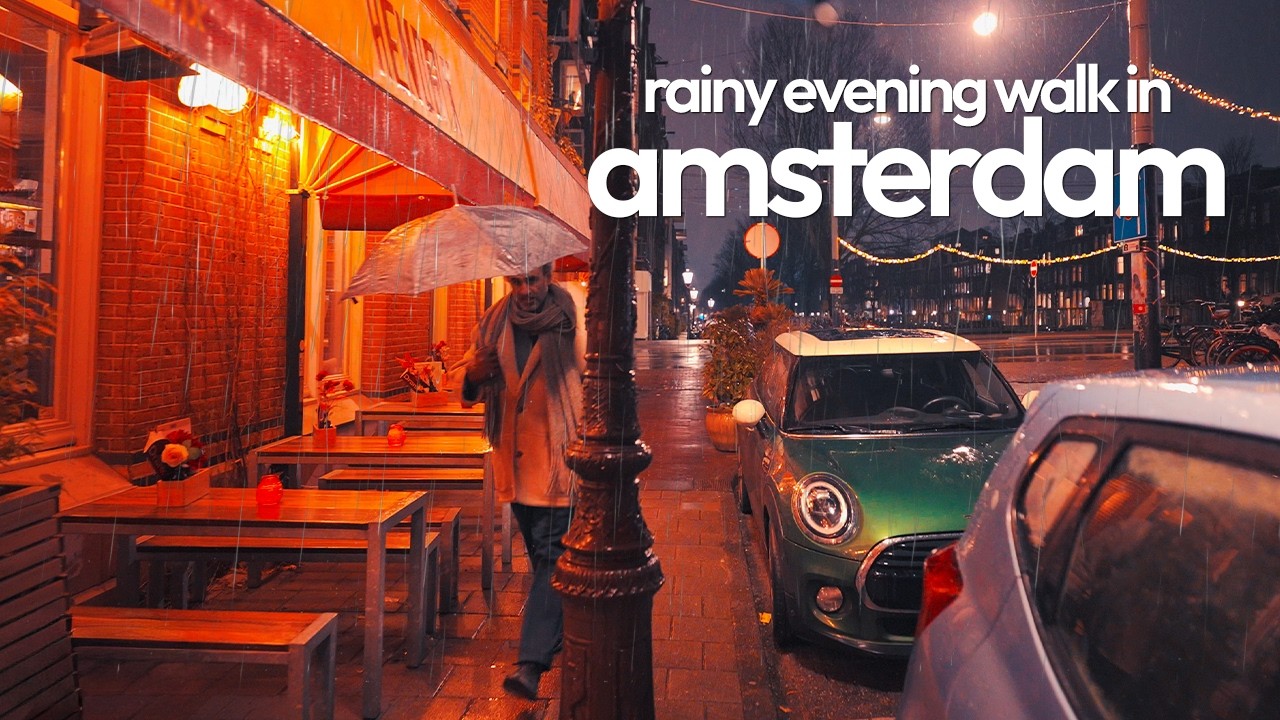 Evening Rain Walk in Amsterdam-West • Rain Sounds • 4K HDR