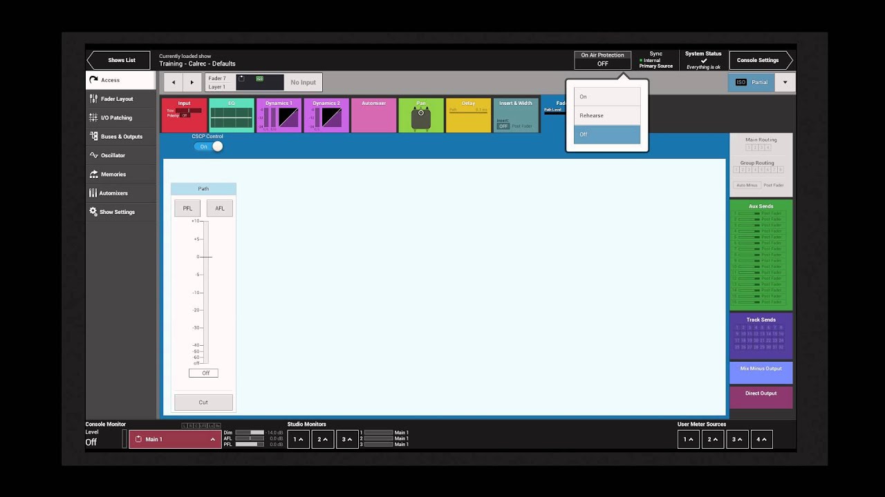 Calrec Summa Tutorial 6.1.3 On-Air Protection