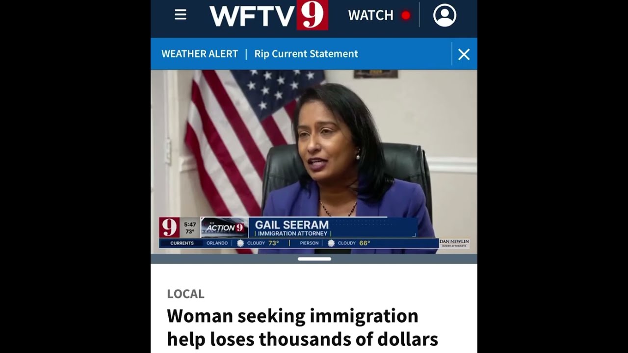 Orlando News9 TV Interview on Immigration Scams - Immigration Lawyer Gail Seeram #GailLaw
