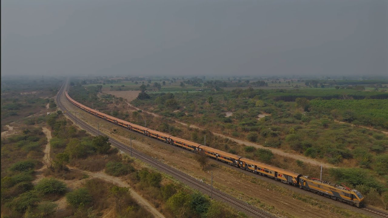Drone view of 19021 Udhna - Brahmapur Amrit Bharat Express at Girna River Viaduct!!!!