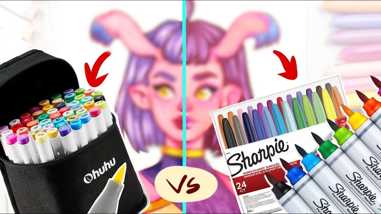 Маркеры Sharpie против маркеров-кистей Ohuhu — раскрашивание с использованием ограниченного набор...