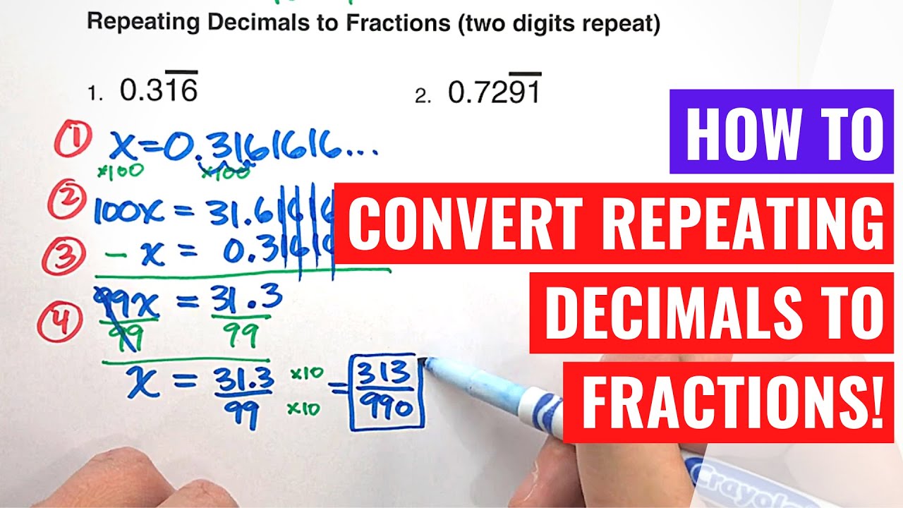 Converting Repeating Decimals to Fractions (two repeated digits)
