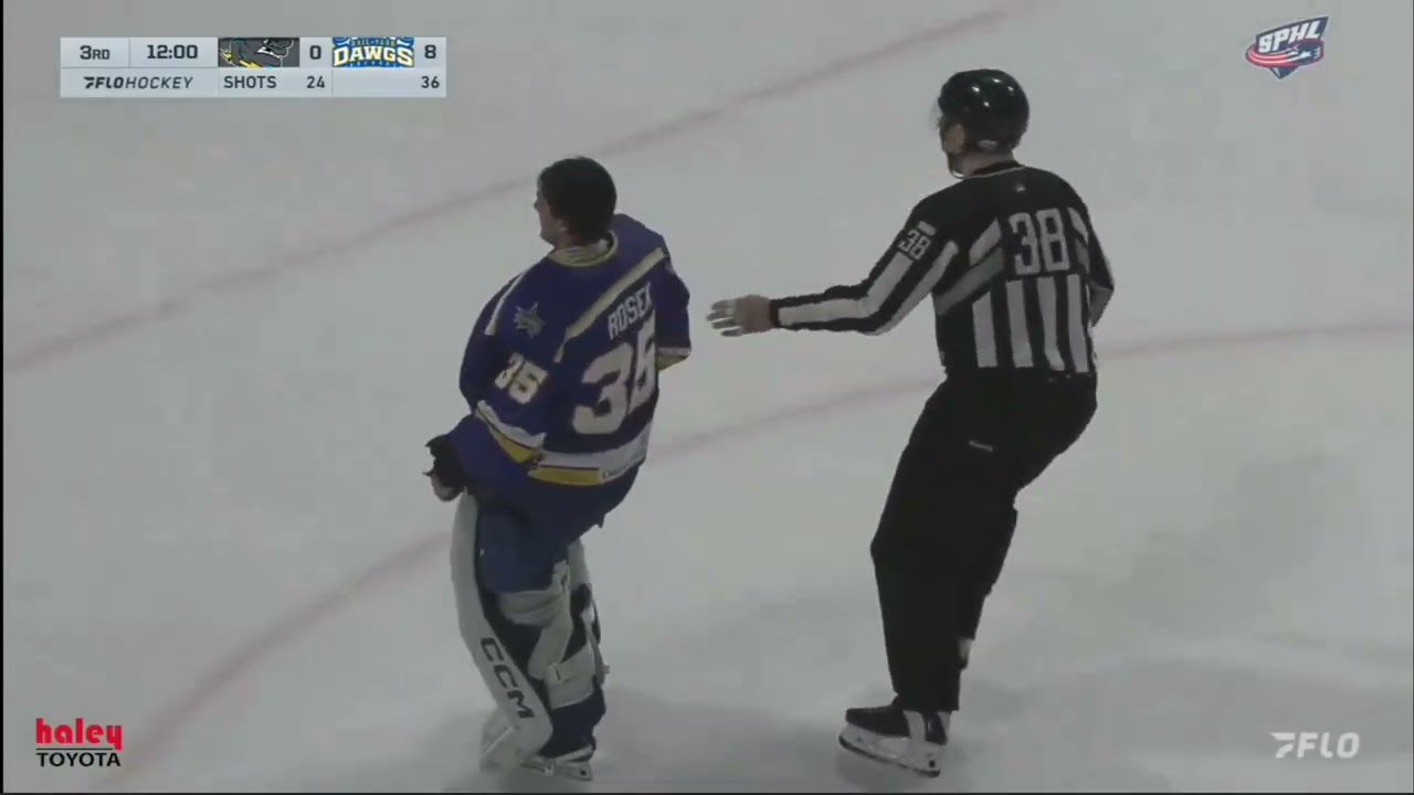 2-20-26 BIG SCRUM AND A GOALIE FIGHT ROSEK VS ROSENSZWEIG