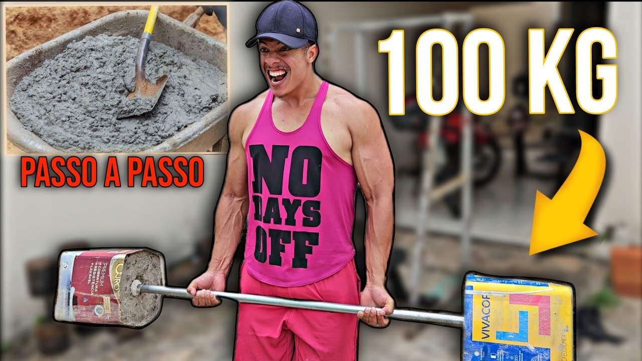 FIZ UM PESO DE CONCRETO DE 100 KG PARA TREINAR EM CASA - (Passo a Passo)