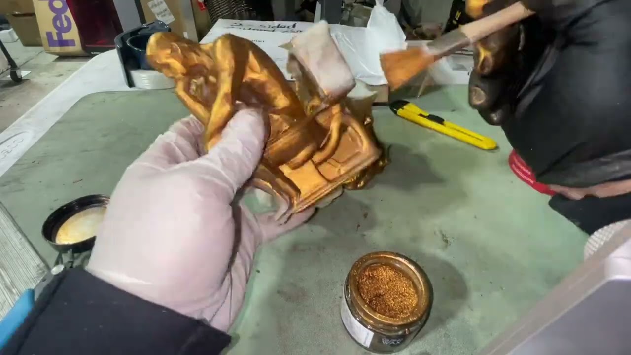 Gilding wax over Resin 3D printed figures