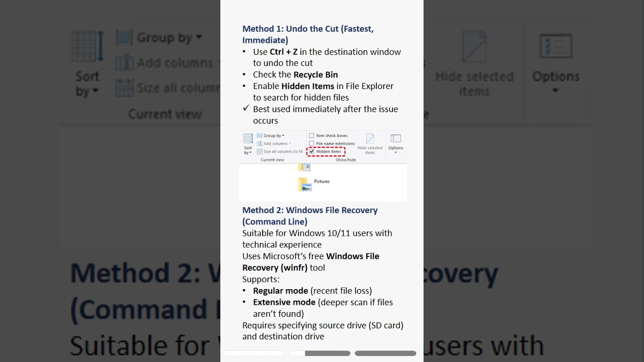 Recover cut files from an SD card quickly and safely. 