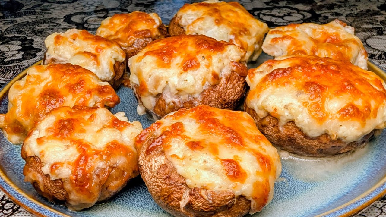 ШАМПИНЬОНЫ С СЕКРЕТНОЙ НАЧИНКОЙ! ФАРШИРОВАННЫЕ ГРИБЫ ЗА 15 МИНУТ В АЭРОГРИЛЕ