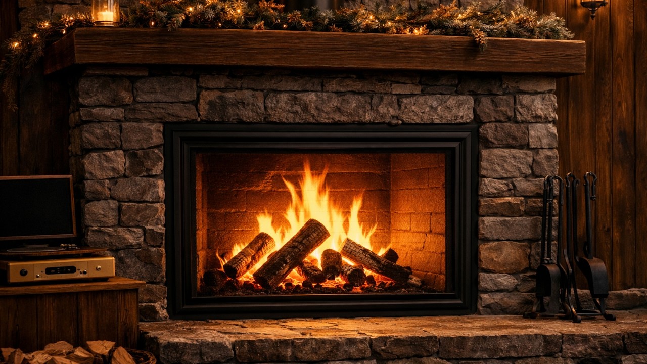 🔥 Warm Fireplace Ambience 24/7 | Winter Cabin Crackling Sounds
