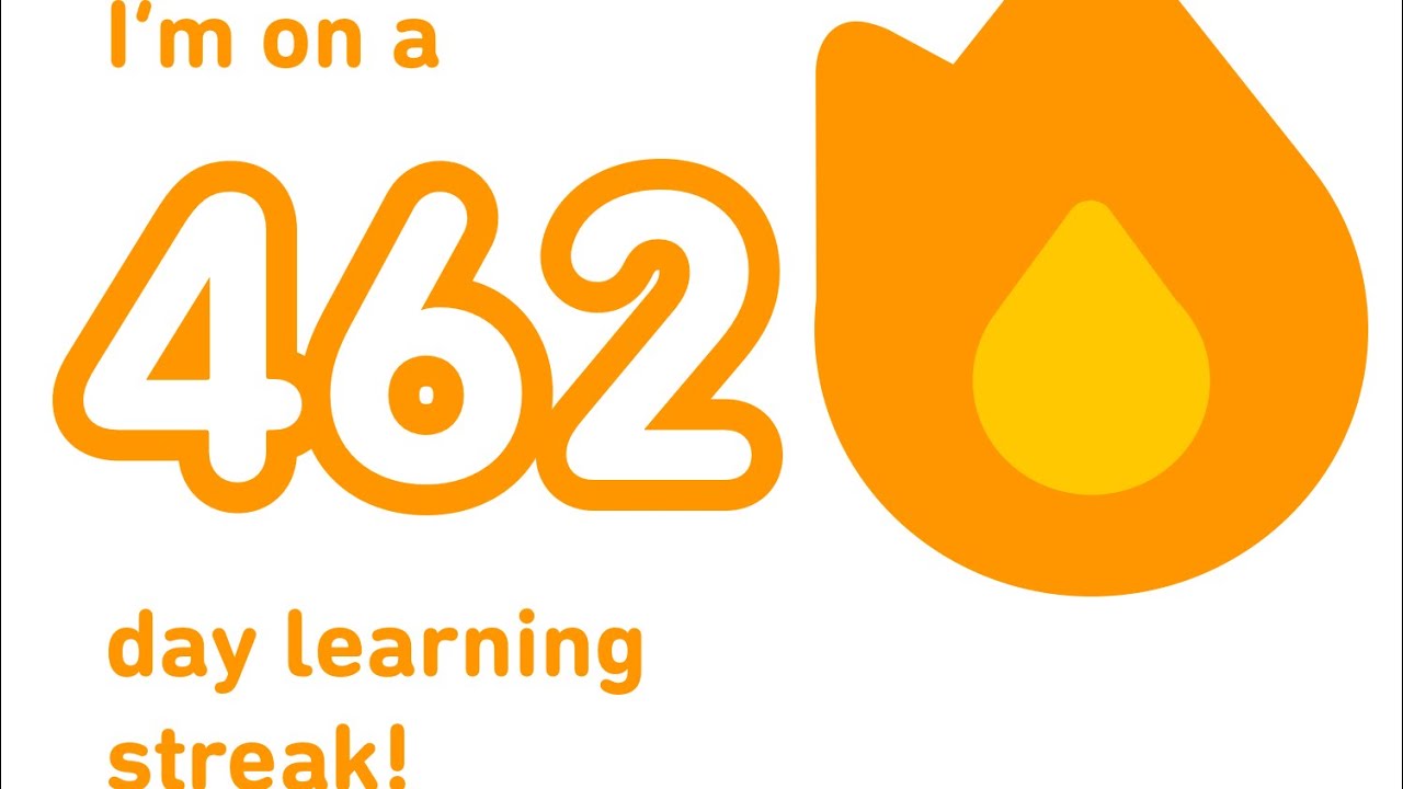 Duolingo Languages complete day streak 462 Week 57